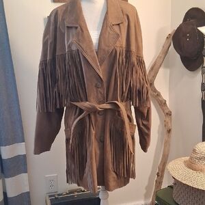 Vintage Pelle Brown Fringe Leather Coat